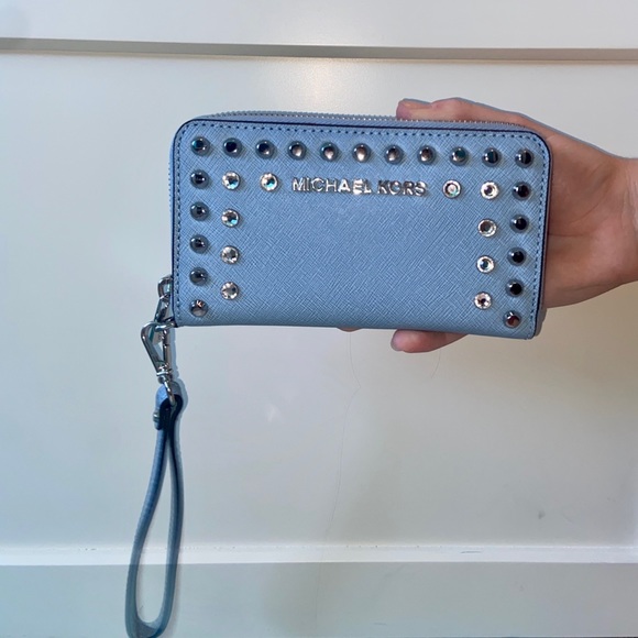 Michael Kors Handbags - Michael Kors Light Blue Clutch Purse